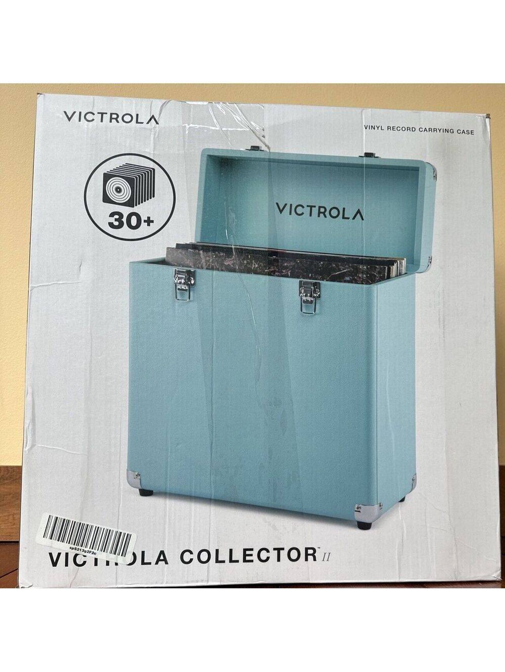 Victrola Vintage Vinyl Record Storage + Carrying Case Turquoise Collector II